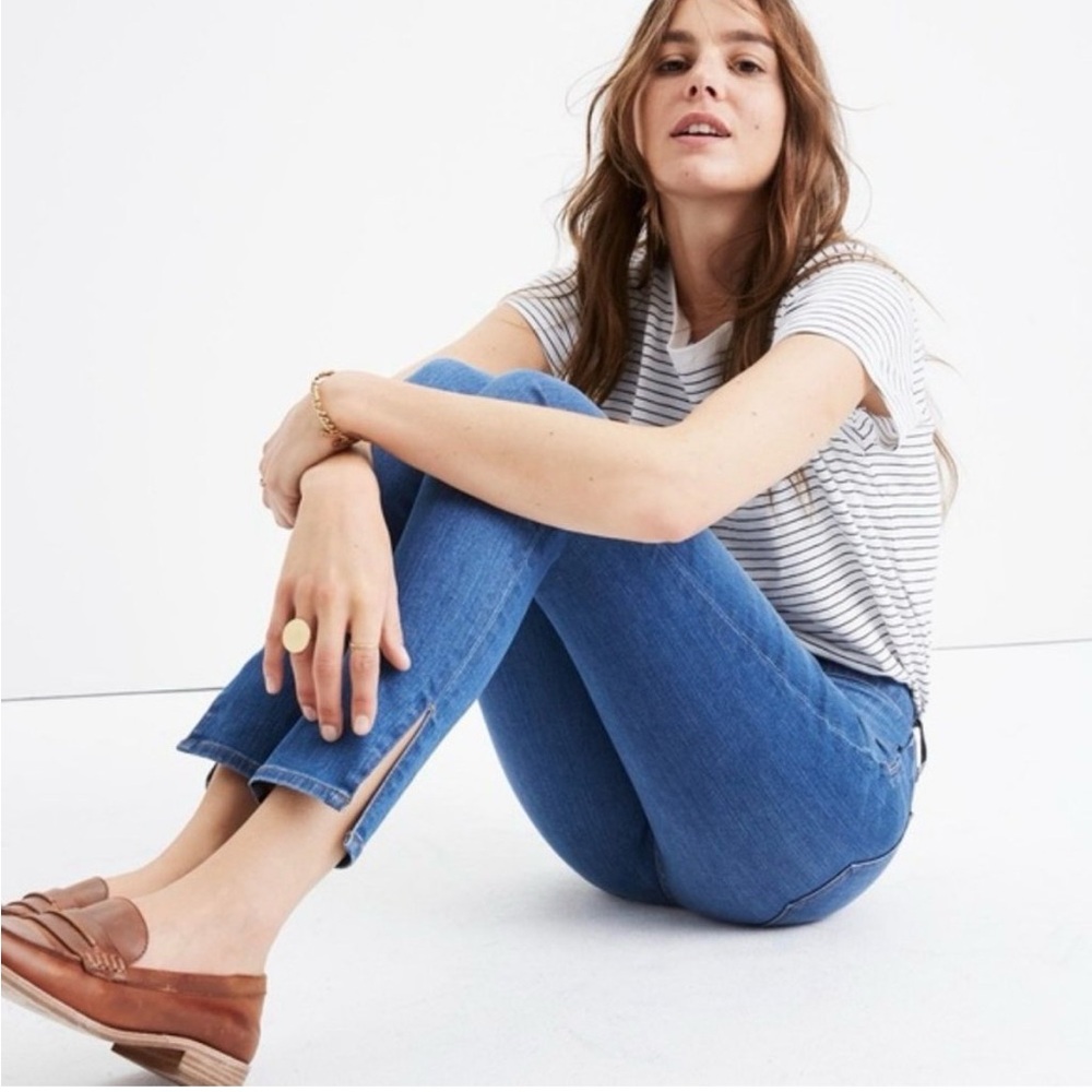 Size 30 Madewell 9” high rise Ankle skinny side slit Jeans